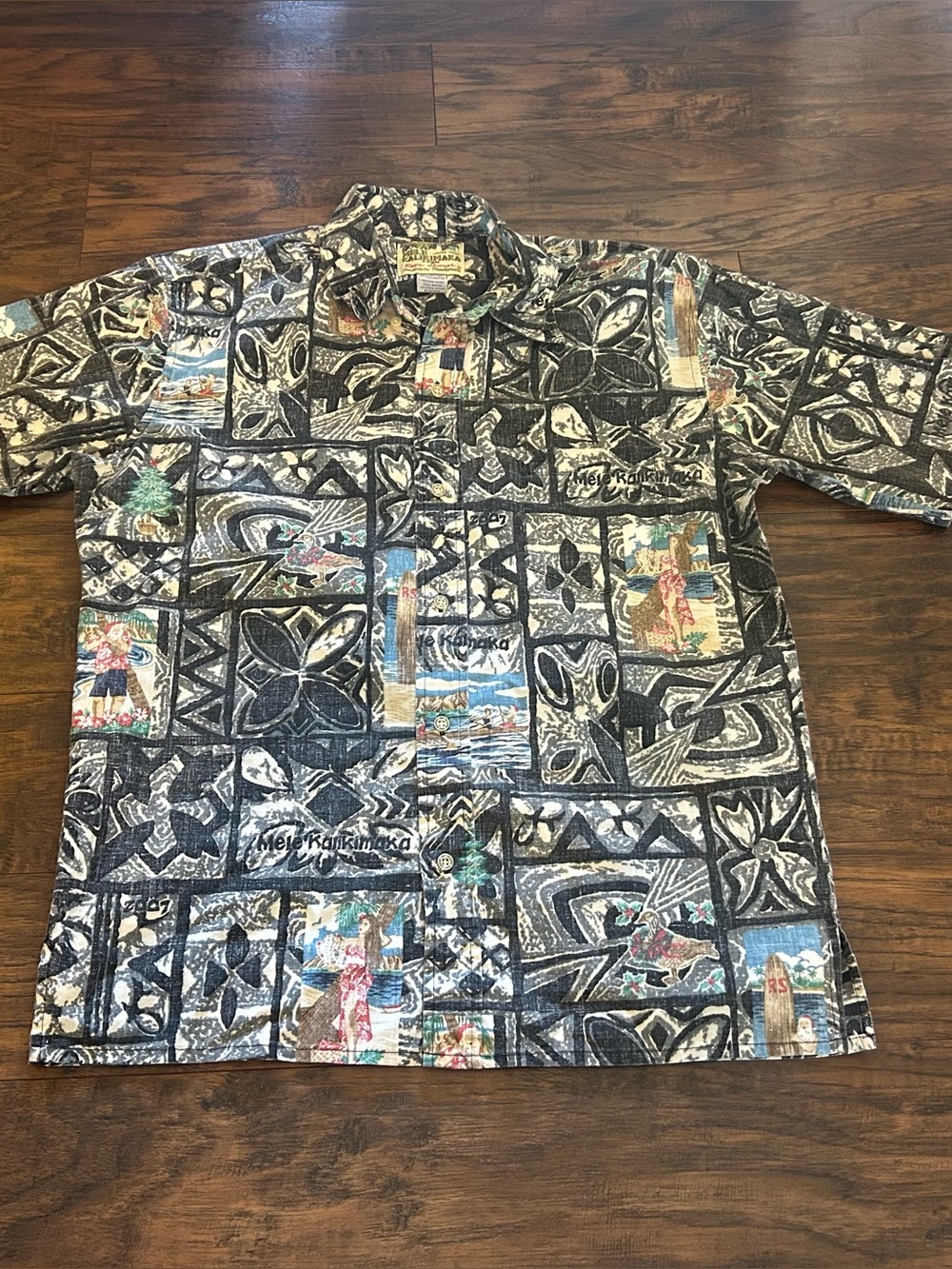 Reyn Spooner Mele Kalikimaka Surfing Santa Limited Ed Hawaiian Shirt Button-up M